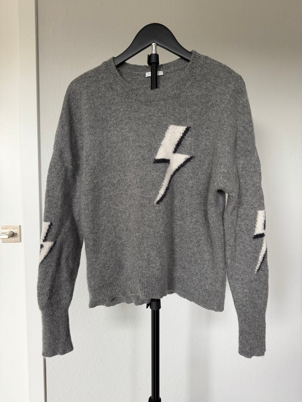 Rails Gray Wool Cashmere Lightning Bolt Sweater Women’s Large